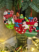 Christmas Ornament - Glossy Gingerbread Gift Bag with Santa. Wizardi Festive Decoration F07-N2-11-AA440C