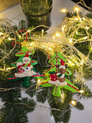 Christmas Ornament - Glossy Gingerbread Tree with Reindeer. Wizardi Festive Decoration F07-N2-12-AA453A