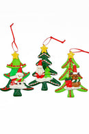 Christmas Ornament - Glossy Gingerbread Tree with Snowman. Wizardi Festive Decoration F07-N2-12-AA453C