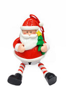 Glossy Gingerbread Santa with Dangling Legs and Bell Christmas Festive Decoration by Wizardi F07-N2-15-SBB004A