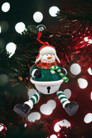 Glossy Gingerbread Snowman with Dangling Legs and Bell Christmas Festive Decoration by Wizardi F07-N2-15-SBB004B