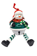 Glossy Gingerbread Snowman with Dangling Legs and Bell Christmas Festive Decoration by Wizardi F07-N2-15-SBB004B