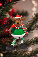 Glossy Gingerbread Reindeer with Dangling Legs and Bell Christmas Festive Decoration by Wizardi F07-N2-15-SBB004C