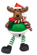 Glossy Gingerbread Reindeer with Dangling Legs and Bell Christmas Festive Decoration by Wizardi F07-N2-15-SBB004C
