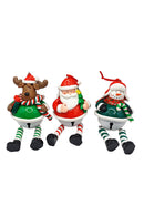 Glossy Gingerbread Snowman with Dangling Legs and Bell Christmas Festive Decoration by Wizardi F07-N2-15-SBB004B