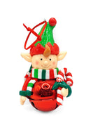 Christmas Ornament -  Glossy Gingerbread Elf with Candy Cane. Wizardi Festive Decoration F07-N2-17-E2506B