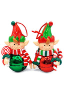Christmas Ornament - Glossy Gingerbread Elf with Lollipop. Wizardi Festive Decoration F07-N2-17-E2506A