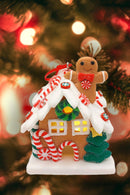 Gingerbread Snow House with Gingerbread Man Christmas Festive Decoration by Wizardi F07-N2-18-EE403B