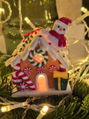 Gingerbread Snow House with Snowman Christmas Festive Decoration by Wizardi F07-N2-18-EE403C