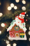 Gingerbread Snow House with Snowman Christmas Festive Decoration by Wizardi F07-N2-18-EE403C