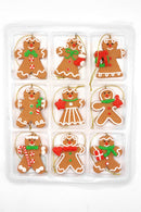 Set of 9 Small Christmas Gingerbread Ornaments. Wizardi Festive Decoration F07-N2-3-W2597A