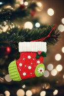 Christmas Ornament - Glossy Gingerbread Sock. Wizardi Festive Decoration F07-N2-6-A2585B