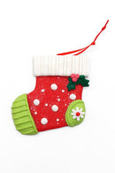 Christmas Ornament - Glossy Gingerbread Sock. Wizardi Festive Decoration F07-N2-6-A2585B
