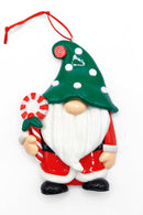 Christmas Ornament Glossy Gingerbread Santa with Candy Cane. Wizardi Festive Decoration F07-N2-7-E2511A