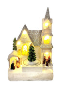 Winter Church with Christmas Tree. Christmas Village by Wizardi F07-N6-6