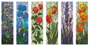 Stained Glass Wildflowers Cross Stitch Bookmark Kit Set of 6 by Wizardi F07AM12-19-SQ004