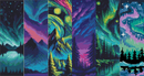 Aurora Landscapes Cross Stitch Bookmark Kit Set of 6 by Wizardi F07AM12-2-SQ022
