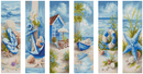 Coastal Summer Cross Stitch Bookmark Kit Set of 6 by Wizardi F07AM12-8-SQ021