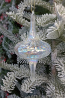 White Twisted Spire Christmas Glass Ornament Wizardi F07M10-10