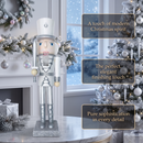Winter White Swordsman with Silver Sword Christmas Wooden Nutcracker 15 in by Wizardi F07M14-33-N01222A