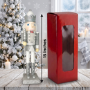 Silver Frost King with Scepter Christmas Wooden Nutcracker 15 in by Wizardi F07M14-33-N01222C