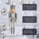 Silver Frost King with Scepter Christmas Wooden Nutcracker 15 in by Wizardi F07M14-33-N01222C