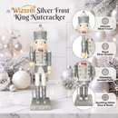 Silver Frost King with Scepter Christmas Wooden Nutcracker 15 in by Wizardi F07M14-33-N01222C