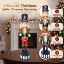 Checkerboard Drummer Christmas Wooden Nutcracker 15 in by Wizardi F07M14-36-N01845D