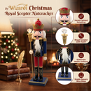 Navy and Gold King with Crystal Scepter Christmas Wooden Nutcracker 12 in by Wizardi F07M14-38-N01724B