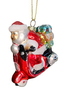 Christmas Glass Ornament - Santa Riding Motorcycle by Wizardi F07M3-28 HB-SY25085