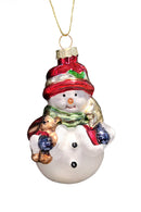 Christmas Glass Ornament - Snowman with Teddy Bear by Wizardi F07M3-44 HB-SY25184