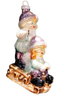 Christmas Glass Ornament - Children on Sled by Wizardi F07M3-45 HB-SY25038