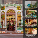 Green Life Bookshop Dollhouse Kit - Miniature Wizardi Roombox Kit with LED Light F07M51-88-CWGC203