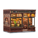 Corner Coffee Shop Dollhouse Kit - Miniature Wizardi Roombox Kit F07M51-96-GB402