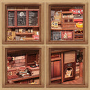 Corner Coffee Shop Dollhouse Kit - Miniature Wizardi Roombox Kit F07M51-96-GB402