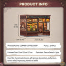 Corner Coffee Shop Dollhouse Kit - Miniature Wizardi Roombox Kit F07M51-96-GB402