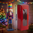 Wooden Vibrant Nutcracker with Chevron-Hat Wizardi F07M6-10 blue stand
