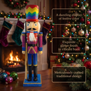 Wooden Vibrant Nutcracker with Chevron-Hat Wizardi F07M6-10 blue stand