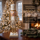 White and Gold Sword Guard Christmas Wooden Nutcracker 10 in by Wizardi F07M6-14A