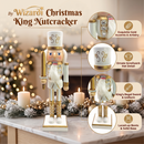 White and Gold Sword Guard Christmas Wooden Nutcracker 10 in by Wizardi F07M6-14A