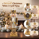 White and Gold King Christmas Wooden Nutcracker 10 in by Wizardi F07M6-14B