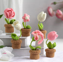 Pink and White Flowers. Potted Flower Amigurumi DIY Crochet Kit Wizardi F07N8-M23