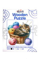 Cat in a Basket - Jigsaw Wooden Puzzle by Wizardi F07N9-36