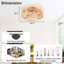 20 Inch Mandy Retro Golden Flush Mount Ceiling Fan with Light and Remote Control