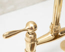 Elegant Unlacquered Brass Kitchen Bridge Faucet with Stylish Lever Handles