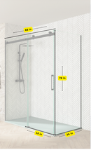 Corner Shower Glass Sliding Door - Black