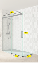 Corner Shower Glass Sliding Door - Black
