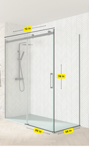 Corner Shower Glass Sliding Door - Black