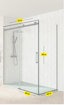 Corner Shower Glass Sliding Door - Black