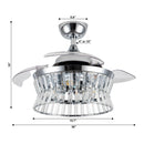 36" Prayag Modern Downrod Mount Crystal Ceiling Fan with Lighting and Remote Control